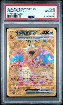 2023 POKEMON OBF EN-OBSIDIAN FLAMES HYPER RARE #228 CHARIZARD EX PSA 10 - Image 1