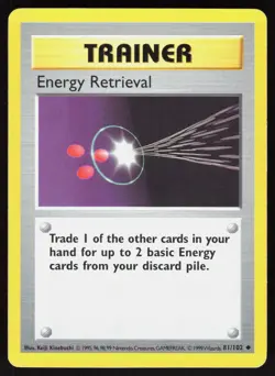 Energy Retrieval 81/102 Base Set Shadowless Pokemon Unlimited LP 01-01-169 - Image 1