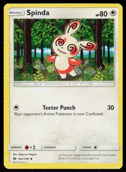 Spinda 102/149 Uncommon SM Base Set Pokemon Near Mint - Image 1