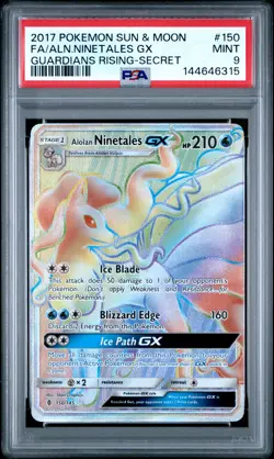 2017 Pokemon Sun & Moon Guardians Rising #150 Fa/Aln.Ninetales Gx Secret PSA 9 - Image 1