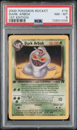 2000 Pokemon Rocket 1st Edition Dark Arbok PSA 8 #19 - Image 1