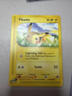 Pikachu 124/165 Common Expedition Base Set Pokemon DMG - Image 1