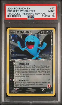 2004 POKEMON EX TEAM ROCKET RETURNS WOBBUFFFET #47 REVERSE PSA 9 MINT #116952196 - Image 1