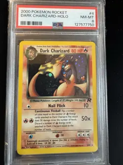 Dark Charizard 4/82 Team Rocket Holo w/ Beautiful Swirl PSA 8 Pokemon - Image 3