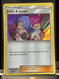 Pokemon Jessie & James 58/68 Holo Rare Hidden Fates NM Team Rocket Trainer Card - Image 1