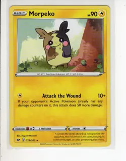 MORPEKO SWORD & SHIELD BASE SET RARE NON-HOLO FOIL POKEMON CARD 078/202 NM/M - Image 1