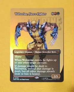 Marvel MtG, Wolverine, Fierce Fighter (Borderless) Foil MSH 0378 Rare - Image 1