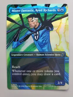 MTG Mister Fantastic, Reed Richards Marvel Super Heroes Foil Borderless Uncommon - Image 1