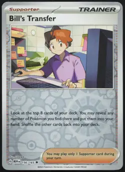 Bill's Transfer 156/165 Uncommon 151 Pokemon Reverse Holo NM - Image 1