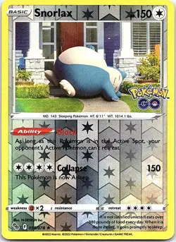 Snorlax Reverse Holo Holo Rare Pokemon GO 055/078 NM - Image 1