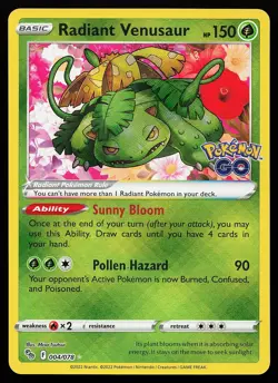 Radiant Venusaur 004/078 Holo Pokemon GO Pokemon Card - Image 1