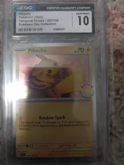 Pikachu 051/162 CGC Gem Mint 10! Cosmos Holo Pokemon Day 2026 Stamped Promo - Image 2