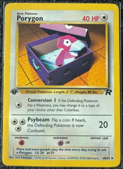Porygon 48/82 Uncommon Team Rocket Pokemon 1st Edition LP Vintage WOTC 2000 - Image 1