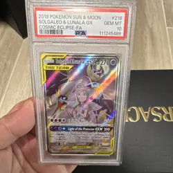 Pokemon Solgaleo & Lunala GX Full Art Cosmic Eclipse 216/236 Ultra Rare PSA 10 - Image 4