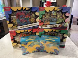 Pokemon TCG Ascended Heroes Sealed Collection Lot 2x ETB EX Trio Boxes and Pin - Image 1