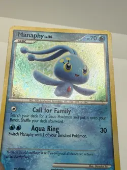 Pokemon Manaphy Lv. 20 4/12 Trainer Kit Holo Rare Card NM/Mint Double Swirl - Image 2