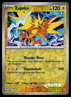 Zapdos 065/167 Twilight Masquerade Pokemon Reverse Holo NM - Image 1