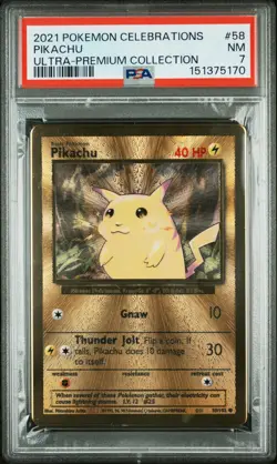 2021 POKEMON CELEBRATIONS ULTRA-PREMIUM COLLECTION #58 PIKACHU PSA 7 - Image 1