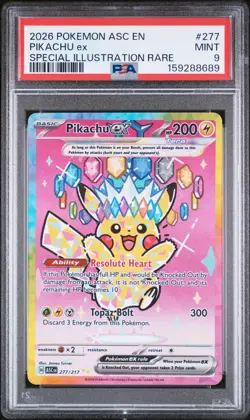 2026 POKEMON ASC EN-ASCENDED HEROES SPECIAL ILLUSTRATION RARE PIKACHU EX PSA 9 - Image 1