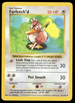 Farfetch'd 27/102 Uncommon Base Set Shadowless Pokemon LP - Image 1