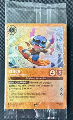 Stitch Carefree Snowboarder 42/P3 Promo Glimmer Foil Sealed- Disney Lorcana NM - Image 1