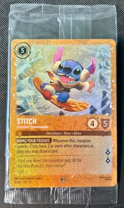 Stitch Carefree Snowboarder 42/P3 Promo Glimmer Foil Sealed- Disney Lorcana NM - Image 3
