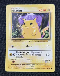 Pikachu 58/102 Common Unlimited Base Set 1999 - Pokemon Card TCG (MP) - Image 1