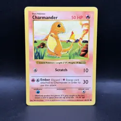 Pokemon TCG Charmander Card 46/102 Common Shadowless Base Set - Image 1