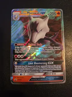 Pokemon TCG Alolan Marowak GX Black Star Promo Rare Holo Card SM187 HP - Image 1