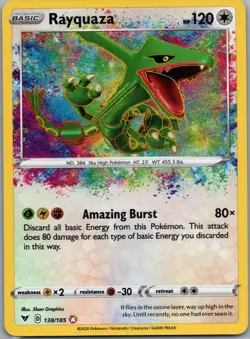 Rayquaza 138/185 Vivid Voltage Pokemon TCG Holo Amazing Rare NM - Image 1