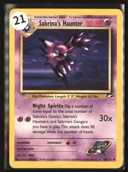 SABRINA'S HAUNTER 58/132 UNCOMMON UNLIMITED GYM HEROES POKEMON HP - Image 1