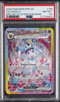 2025 POKEMON PRE EN-PRISMATIC EVOLUTIONS #156 SYLVEON EX PSA 8.5 - Image 1