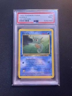 1999 Pokemon Fossil 1st Edition #49 - HORSEA PSA 9 - Image 1