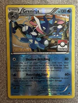 Pokemon Greninja 40/122 Reverse Holo Pokemon League 1st Place Stamp NM/LP - Image 1