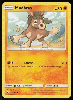 Mudbray 77/147 Common Burning Shadows Pokemon Near Mint - Image 1