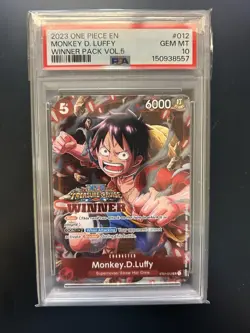 MONKEY D. LUFFY WINNER VOL.5 TREASURE CRUISE STAMP 2023 ONE PIECE PROMO PSA 10 - Image 1