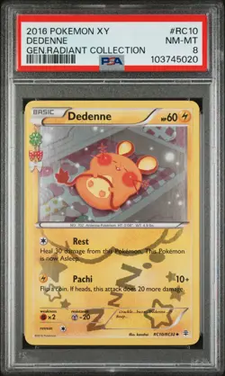 2016 POKEMON XY GENERATIONS RADIANT COLL #RC10 DEDENNE PSA 8 - Image 1