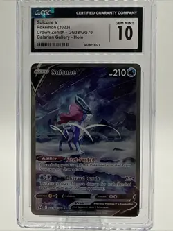 CGC 10 Suicune V GG38/GG70 2023 Crown Zenith Galarian Gallery Pokemon - Image 1
