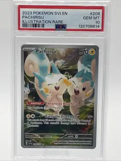 2023 POKEMON SVI EN-SCARLET & VIOLET ILLUSTRATION RARE #208 PACHIRISU PSA 10 - Image 1