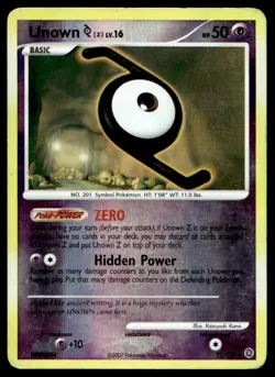 2007 Diamond & Pearl - Secret Wonders Unown Z Basic/Uncommon Reverse Holo #72 - Image 1