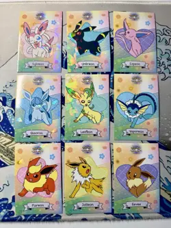 Eeveelution Star Heart Cracked Ice Holo Let's Go Eevee Database Pokemon Set NM - Image 1