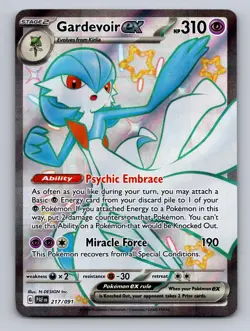 GARDEVOIR EX 217/091 SHINY ULTRA RARE PALDEAN FATES POKEMON NM - Image 1