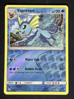 Vaporeon 18/68 Reverse Holo Hidden Fates Pokemon Card TCG - Image 1