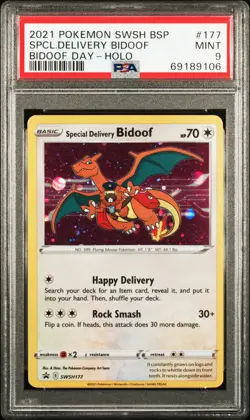 2021 POKEMON SWSH BLACK STAR PROMO BIDOOF DAY SPECIAL DELIVERY BIDOOF-HOLO PSA 9 - Image 1