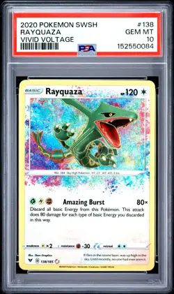 2020 POKEMON SWORD & SHIELD VIVID VOLTAGE #138 RAYQUAZA PSA 10 - Image 1