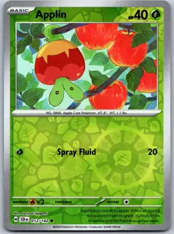 Applin 12/142 Common Stellar Crown Pokemon Reverse Holo Near Mint - Image 1