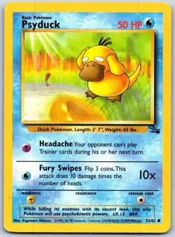 Psyduck 53/62 Common Fossil Pokemon Unlimited Moderately Played - Image 1