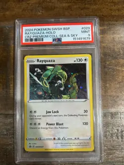 POKEMON 2024 Crown Zenith Prem Coll Sea Sky RAYQUAZA Holo #029 PSA 9 Mint RARE - Image 1