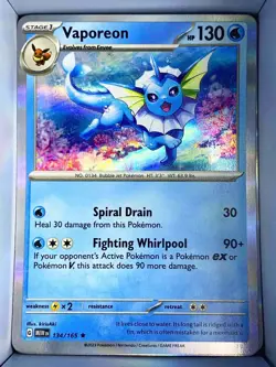 Vaporeon 134/165 Pokemon 151 English 2023 holo - Image 1