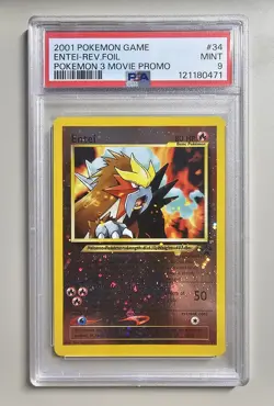 Pokemon 2001 Entei Reverse Holo Black Star Promo Foil #34 PSA 9 - Image 1